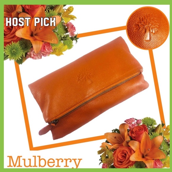 Mulberry Handbags - MULBERRY Tangerine Pebbled Leather Convertible Bag